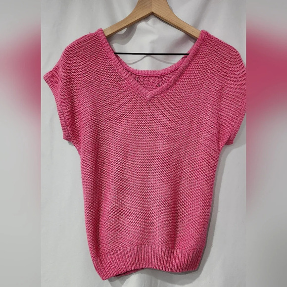 VTG Bubblegum Pink‎ Womens Cable Knit Sweater Size XS/S Preppy Retro 80s - Picture 6 of 6